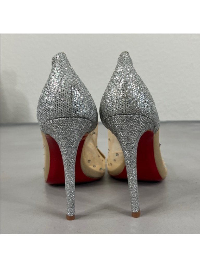 Christian Louboutin Crystal Follies Strass 100 Mm Pumps Mesh Mesh Silk Heels — image 5 of 8